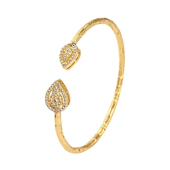 Настоящее золото 18K Каплевидная стойка покрытие латунь кубический цирконий браслеты манжеты для женщин, долговечный, без кадмия и без свинца, реальный 18 k позолоченный, 3/8 дюйм (1.05 см)