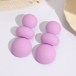 Сливовый Серьги-гвоздики, окрашенные распылением, плоский круглый с овальным, слива, 88.5x40 мм