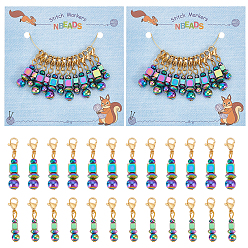 Многоцветный Круглые, кубические и счетные маркеры для подвесных петель, 304 вязаные крючком подвески-лобстеры из нержавеющей стали, маркер с замком и кольцом с подвеской в виде винного бокала, Радуга цветов, 3.2~3.5 см, 2 стиль, 6 шт / стиль, 12 шт / комплект, 2 комплектов / коробка