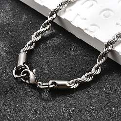 Нержавеющая Сталь Цвет Устойчивые к потускнению модные мужские 304 ожерелья из нержавеющей стали с цепочкой, с омаром застежками, цвет нержавеющей стали, 17.7 дюйм (44.9 см), 4 мм