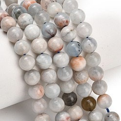 Aigue-marine Aigue-marine naturelle brins de perles, lisse et rond, 8mm, Trou: 1.2mm, Environ 25 pcs/chapelet, 7.44~7.76'' (18.9~19.7 cm)