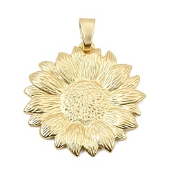 Matte Gold Color Alloy Big Pendants, Sunflower Charms, Matte Gold Color, 57x56x3mm, Hole: 12x5mm