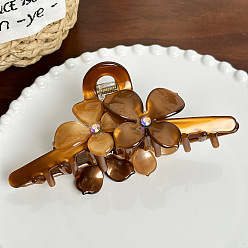 Седло Коричневый Заколки для волос в форме когтей из ацетата целлюлозы с цветами, аксессуары для волос для женщин и девочек, седло коричневый, 128x58x47 мм