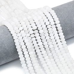 Белый Нефрит Бусины из натурального белого нефрита, матовые, рондель, 6x4 мм, отверстие : 1 мм, около 93~96 шт / нитка, 14.57''~14.76'' (37~37.5 см)