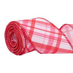 Красный 15 ярдов полиэстеровой ленты с узором "тартен", с железной окантовкой, для одежды платье швейные принадлежности, красные, 2-1/2 дюйм (63 мм)