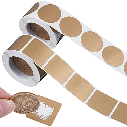 Золотистый 2 рулоны 2 виды пленочных наклеек с покрытием и защитным слоем для пароля, поделки соскоб наградной карты, золотые, 24.5~25x24.5~25 мм, 300шт / рулон, 1 рулон / стиль