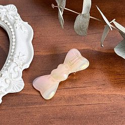 Розовый Заколки из кожи аллигатора из ацетата целлюлозы, С золотыми результатами железа, бантом, туманная роза, 44 мм