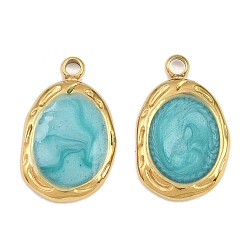 Oval 304 нержавеющей стальной эмали подвески, ионное покрытие, золотые, овальные, 17.5x11x1.5 мм, отверстие : 1.8 мм