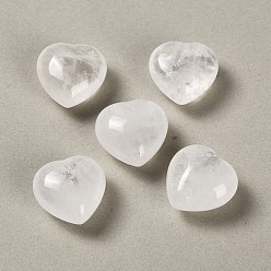 Cristal de cuarzo Piedra de amor de corazón de cristal de cuarzo natural, Piedra de cristal de roca para sanación, piedra de bolsillo para la palma de la mano para equilibrar el reiki., 19~21x20~21x11~12 mm