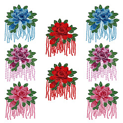 (52) Непрозрачная лаванда 8 шт. 4 стили цветочные компьютеризированные вышитые полиэстеровые нашивки, наклеить патч, аксессуары для костюма, разноцветные, 190x160x3 мм, 2 шт / цвет