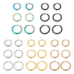 (52) Непрозрачная лаванда 30 шт. 15 стиль 316 серьги-кольца из хирургической нержавеющей стали для девочек и женщин, разноцветные, 12 датчик, 14~18x2 мм, штифты : 0.9 мм, 2 шт / стиль