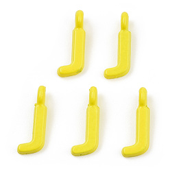 Letter J Обшивка стойки из сплава, окрашенного распылением 1-петлевые подвески, письмо амулеты, без свинца, без никеля и без кадмия, letter.j, 14.5x5.5x2 мм, отверстие : 2 мм