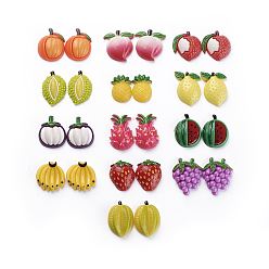 Mixed Color Fruit Theme Resin Cabochons, Imitation Food, Mixed Color,  7.2x8cm, 52pcs/box