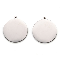Stainless Steel Color Tarnish Resistant 304 Stainless Steel Pendants, Stamping Blank Tag, Flat Round, Stainless Steel Color, 21x19x2mm, Hole: 1mm