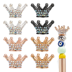 (52) Непрозрачная лаванда 8шт 4 цвета сплава горный хрусталь бусины, корона, разноцветные, 24~25.5x14 мм, отверстие : 2.2 мм