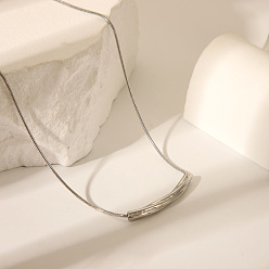 Нержавеющая Сталь Цвет Стильные 304 ожерелья-змейки из изогнутой трубчатой бусины из нержавеющей стали для женщин, цвет нержавеющей стали, 16.14 дюйм (41 см)