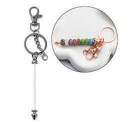 Металлический Чёрный & Платиновый Металлические брелки для ключей с бусинами, металлический черный & платиновый, 156 мм