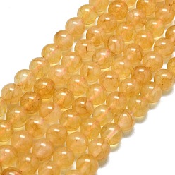 Желтый Натуральный Malaysia нефритовые бусы пряди, окрашенная и подогревом, круглые, желтые, 8~8.5 мм, отверстие : 1.2 мм, около 48 шт / нитка, 14.96 дюйм (38 см)