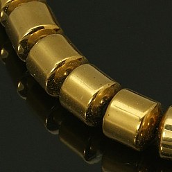 Golden Plated Non-magnetic Synthetic Hematite Beads Strands, Barrel, Golden Plated, 10x10mm, Hole: 1mm, about 41pcs/strand, 16 inch