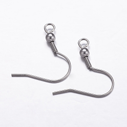 Stainless Steel Color 304 Stainless Steel Earring Hooks, with Horizontal Loop, Stainless Steel Color, 20x18x3mm, Hole: 2mm, 19 Gauge, Pin: 0.9mm