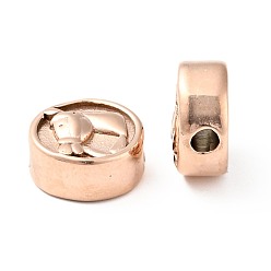 Розовое Золото 304 из нержавеющей стали бусы, плоский круглый с рисунком лошади, розовое золото , 10.5x5 мм, отверстие : 2 мм