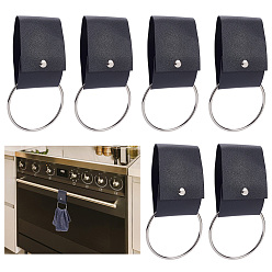 Черный 6шт. зажим для полотенца из искусственной кожи, с железными кольцами, чёрные, 161 мм