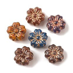 Цветок Краски для выпечки стеклянные бусины, металла обвитые, разноцветные, цветок, 14x14x6.5 мм, отверстие : 1.2 мм