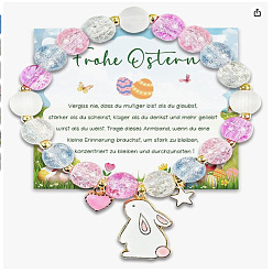 (52) Непрозрачная лаванда Пасхальный кролик треснувший стеклянные круглые бусины растягивающиеся браслеты, браслеты из сплава эмали для женщин, разноцветные, внутренний диаметр: 2-3/8 дюйм (6 см)