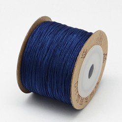 Prussian Blue Nylon Chinese Knotting Cord, Braided Thread for Jewelry Making Macrame Craft, Prussian Blue, 0.6mm, about 109.36 yards(100m)/roll