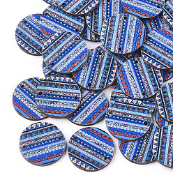 Colorful Printed Basswood Links, Flat Round, Colorful, 19.5x2mm, Hole: 1.5mm