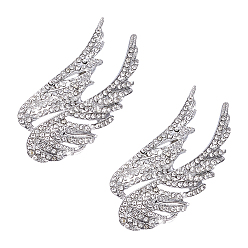 Платина 2 шт. броши из цинкового сплава со стразами в виде крыльев ангела для рюкзака, одежды, свадебной вечеринки, платина, 23x49 мм
