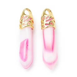 Полосатый Агат Пуля натуральный полосатый агат остроконечные подвески, с фурнитурой сплавочной платины тон, 33~40x8~10 мм, отверстие : 3x2 мм