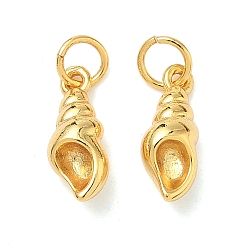Настоящее золото 24K Латунные подвески, подвески в форме раковины, долговечный, без свинца и без кадмия, стойки покрытие, с целью перехода в кольце, реальный 24 k позолоченный, 13.5x5.3x5 мм, отверстие : 3.5 мм