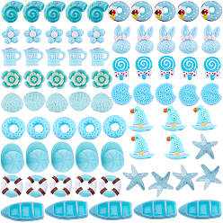 Pale Turquoise Resin Cabochons, Mixed Shapes, Pale Turquoise, 25x25x5.5mm, 75pcs/set