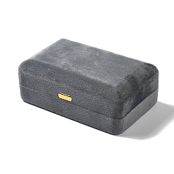 Серый Прямоугольный утюг, покрытый бархатом, ящики для хранения ювелирных наборов, дорожный портативный футляр для ювелирных изделий, для ожерелья, Кольца, серьги и подвески, серые, 8x12.6x4.6 см