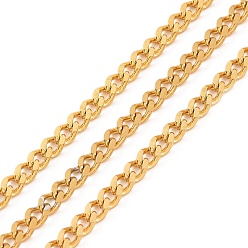 Настоящее золото 18K 304 из нержавеющей стали обуздать цепи, несварные, с катушкой, реальный 18 k позолоченный, 4x3x1 мм, 10 м / рулон