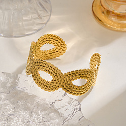 Золотой 304 женские браслеты-манжеты из нержавеющей стали, овальные, золотые, 1 дюйм (2.6 см), внутренний диаметр: 2-1/4 дюйм (5.6 см)