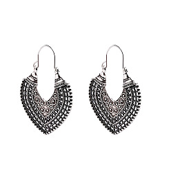 Fan Серьги сплава обручем, длинные серьги в богемном стиле для женщин, античное серебро, вентилятор, 55 мм