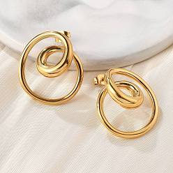 Золотой 304 из нержавеющей стали серьги, спираль, золотые, 27x24 мм