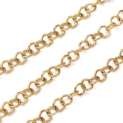 Золотой 304 из нержавеющей стали цепи Роло, несварные, с катушкой, ионное покрытие (ip), золотые, 5x1 мм