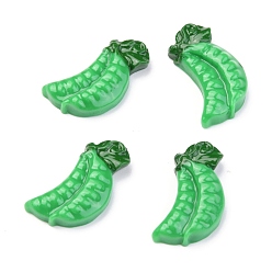 Зеленый Непрозрачная смола декодирует кабошоны, имитация еды, горох, зелёные, 25x14x6 мм