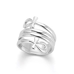 Серебро Латунные регулируемые кольца для пальцев, кольцо анкх, серебряные, внутренний диаметр: регулируемый