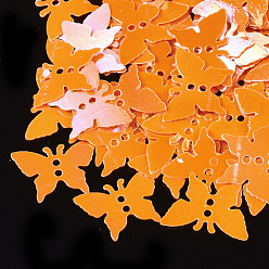Оранжевый Аксессуары для орнаментов, пластиковые пайетки / блестки из пвх, бабочка, оранжевые, 12x17x0.4 мм, Отверстие : 1.2 мм , около 9000 шт / 500 г