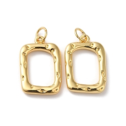 Настоящее золото 18K Стойки обшивки латунные подвески, с целью перехода в кольце, без свинца и без кадмия, прямоугольный шарм, реальный 18 k позолоченный, 20x13x2.5 мм, отверстие : 3.5 мм