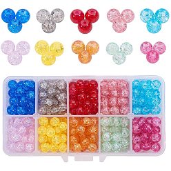 Mixed Color Crackle Glass Beads, High Luster, Round, Mixed Color, 8x7~7.5mm, Hole: 1.5mm, about 320~380pcs/box
