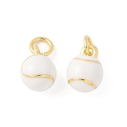 Tennis Латунь эмаль подвески, яйца, стойки покрытие, без кадмия и без свинца, долговечный, реальный 18 k позолоченный, круглые, с целью перехода в кольце, большой теннис, 10x6.5~7 мм, отверстие : 3.4 мм