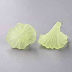 Green Yellow Transparent Acrylic Beads, Calla Lily, Frosted, Green Yellow, 40.5x33x35mm, Hole: 1.8mm, about 135pcs/500g