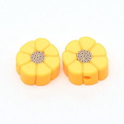 Or Perle d'argile polymère à la main, fleur, or, 9x4.5mm, Trou: 1.8mm, environ 95~100 pcs / sachet 