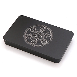 Звезда Печатные железные коробки для сбора карт Таро, футляры для хранения карт Таро, прямоугольные, чёрные, звезда, 16.7x10.3x2 см