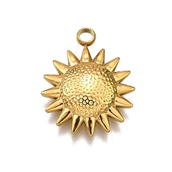 Настоящее золото 18K 304 подвески из нержавеющей стали, очарование солнца, реальный 18 k позолоченный, 16.5x13.5x3 мм, отверстие : 2 мм